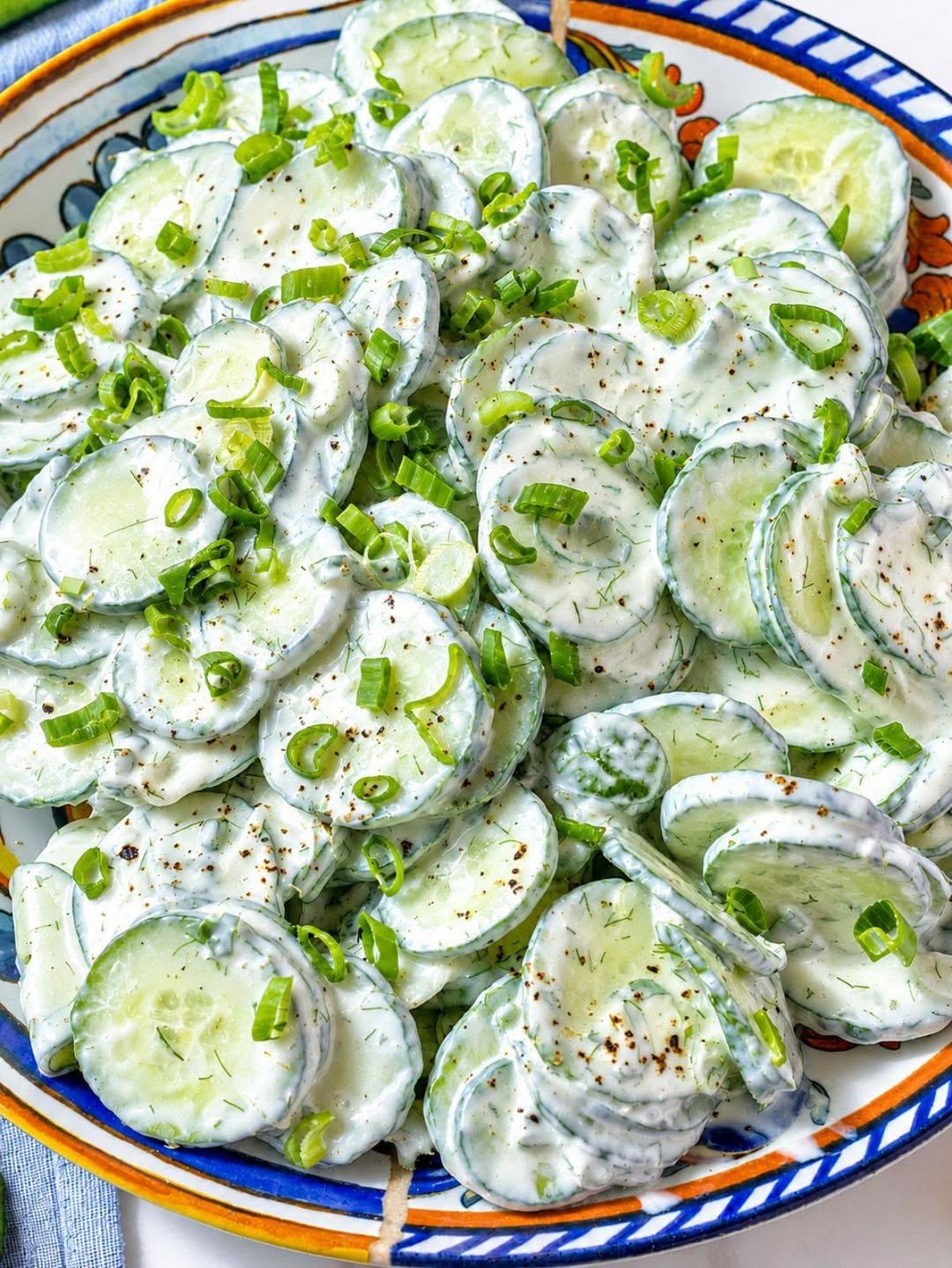 Creamy Cucumber Salad with Yogurt-Mayonnaise Dressing