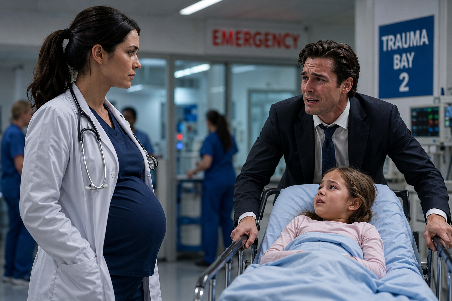 My Ex Rushed Into My ER Carrying His Injured Daughter—Only To Find Me, The Doctor He Abandoned, Seven Months Pregnant With His Baby.