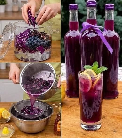 Homemade Purple Cabbage and Blueberry Drink: A Refreshing Antioxidant-Rich Beverage